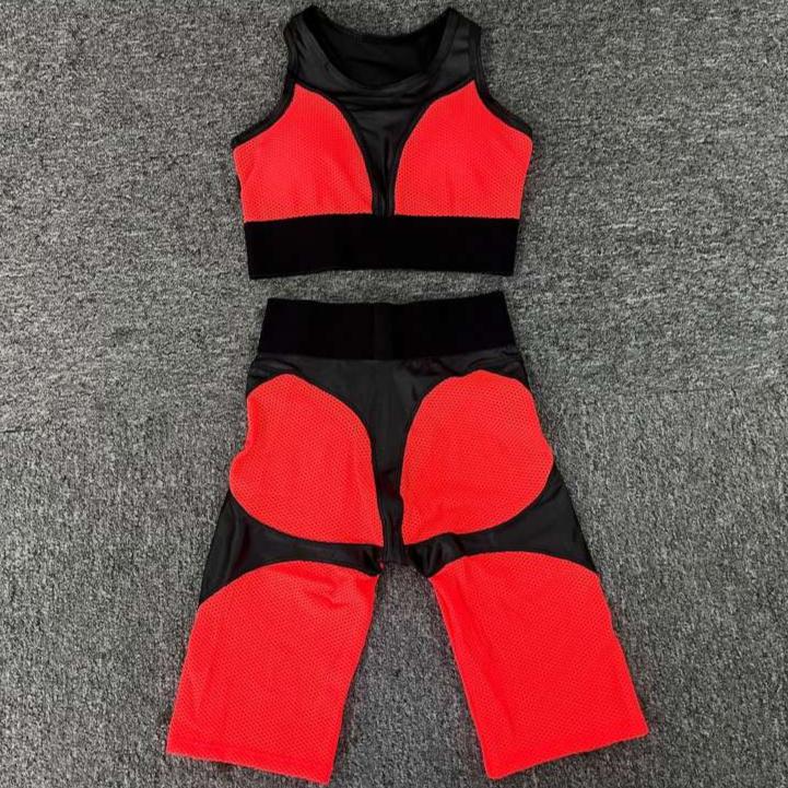 Colorblock Crewneck Cropped Yoga Sets