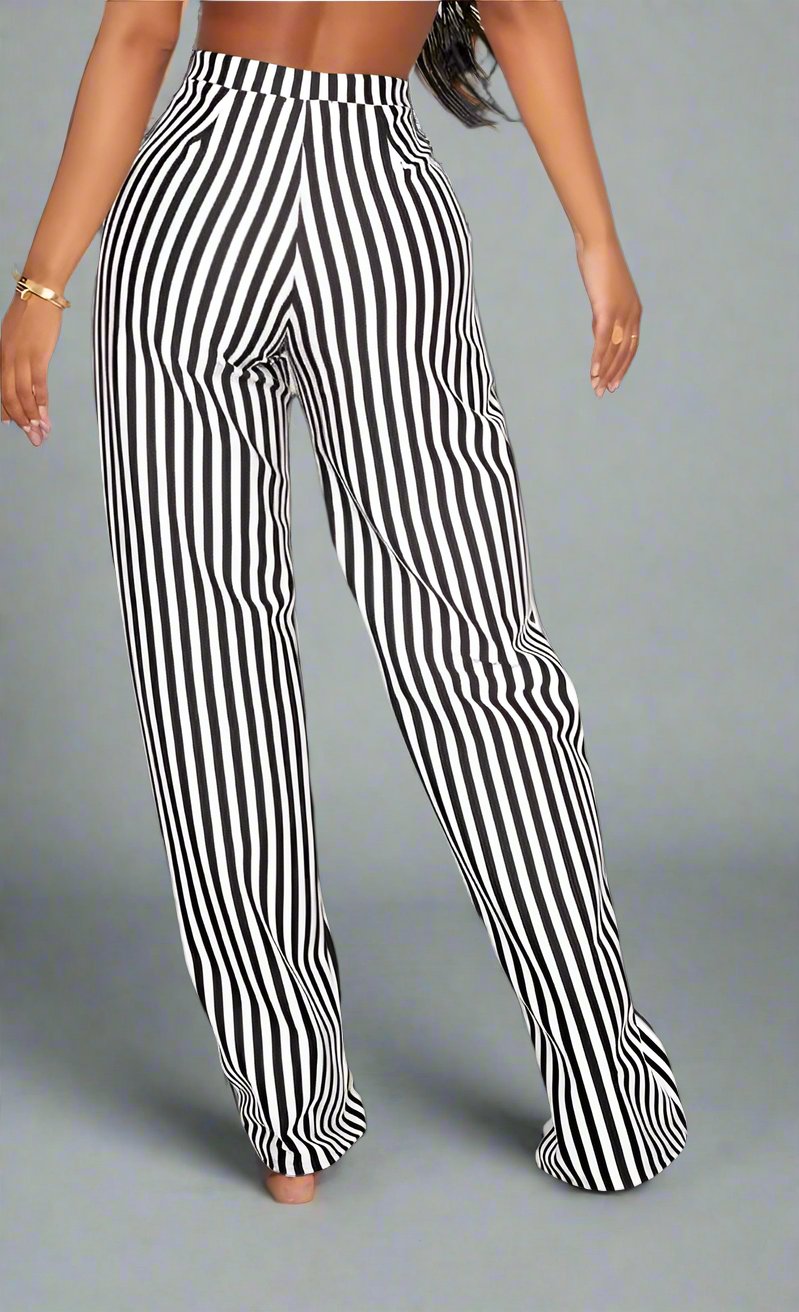 Colorblock Vertical High Rise Wide Leg Pants
