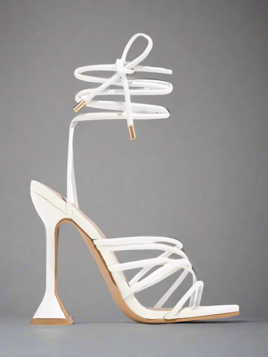 Lace Up Leopard Square Toe Heels