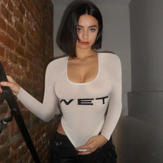 Letter Printed Cropped Long Sleeve T-shirts