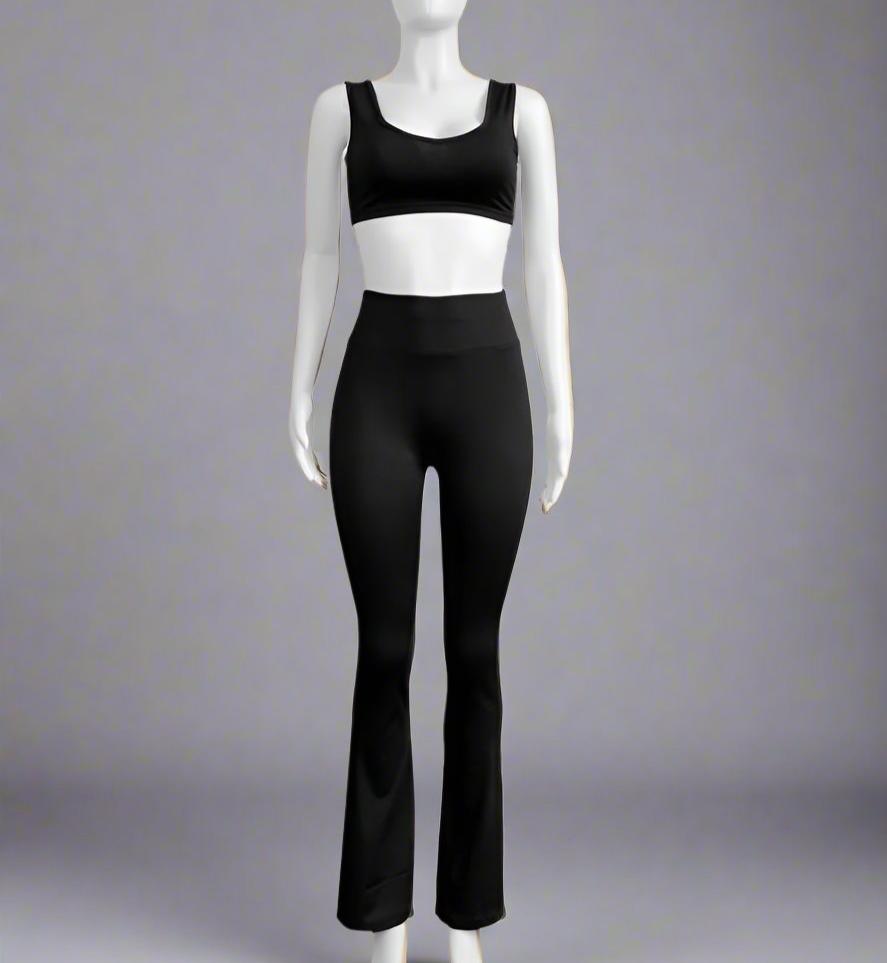 Zipper Cropped Flared Pant Tank 3 Piece Sets