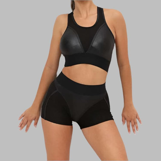 Patchwork Fishnet Bodycon Yoga Sets