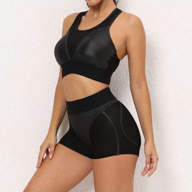 Ensembles de yoga moulants en résille patchwork