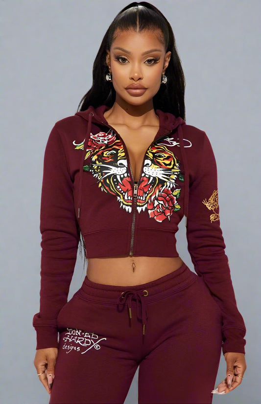 Tiger Roar Floral Printed Hoodies Pant Sets
