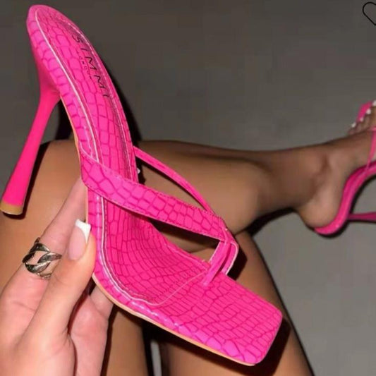 Pure Color Rhombic Pattern Seductive Heels