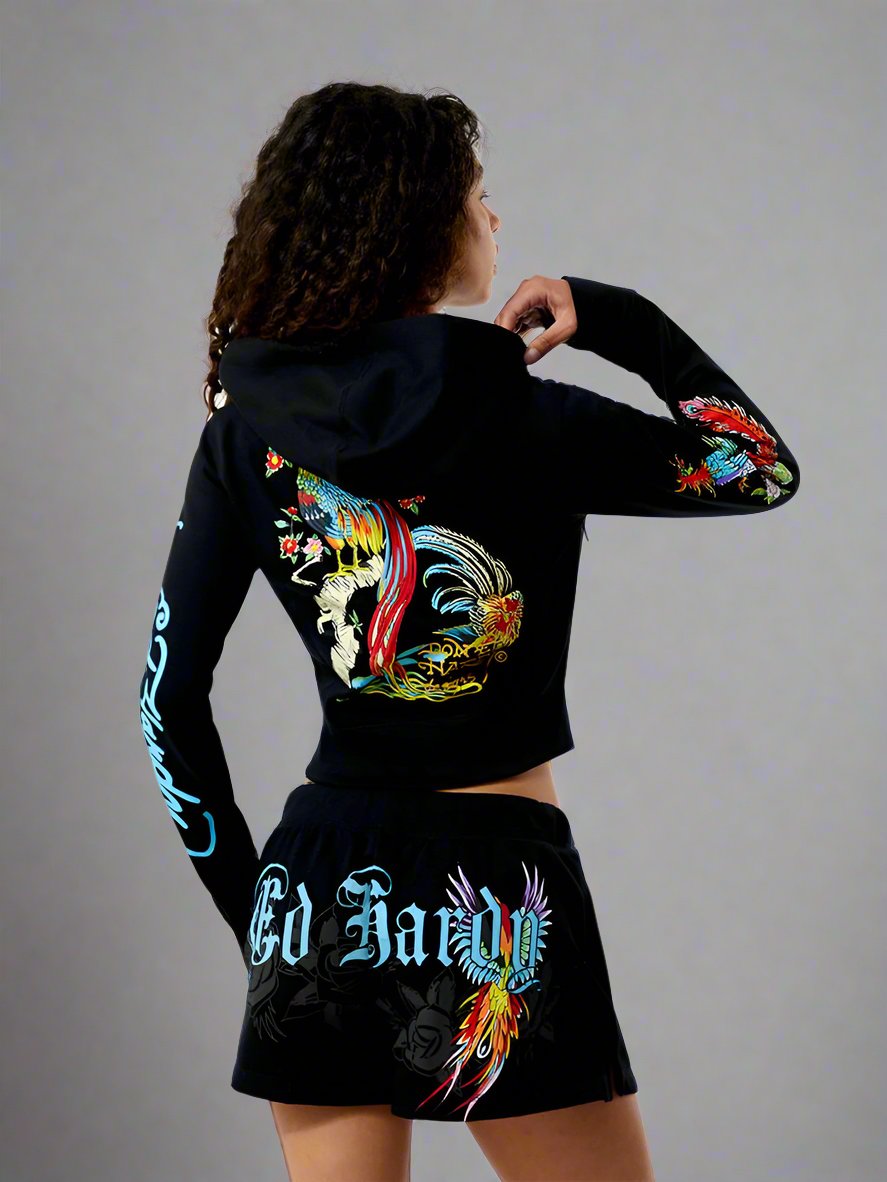 Ensemble sweat à capuche et short à fermeture éclair imprimé Phoenix