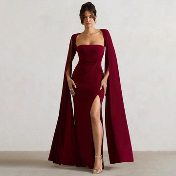 Patchwork Over Sleeve Milk Fiber Long Sleeves Maxi Dress