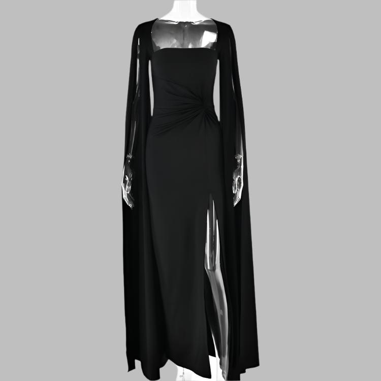 Patchwork Over Sleeve Milk Fiber Long Sleeves Maxi Dress