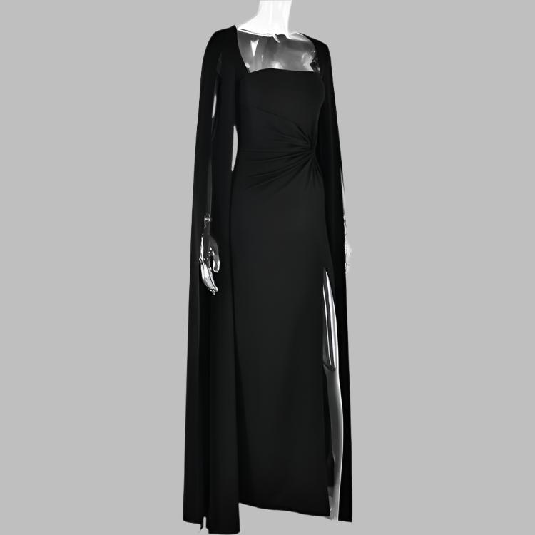 Patchwork Over Sleeve Milk Fiber Long Sleeves Maxi Dress