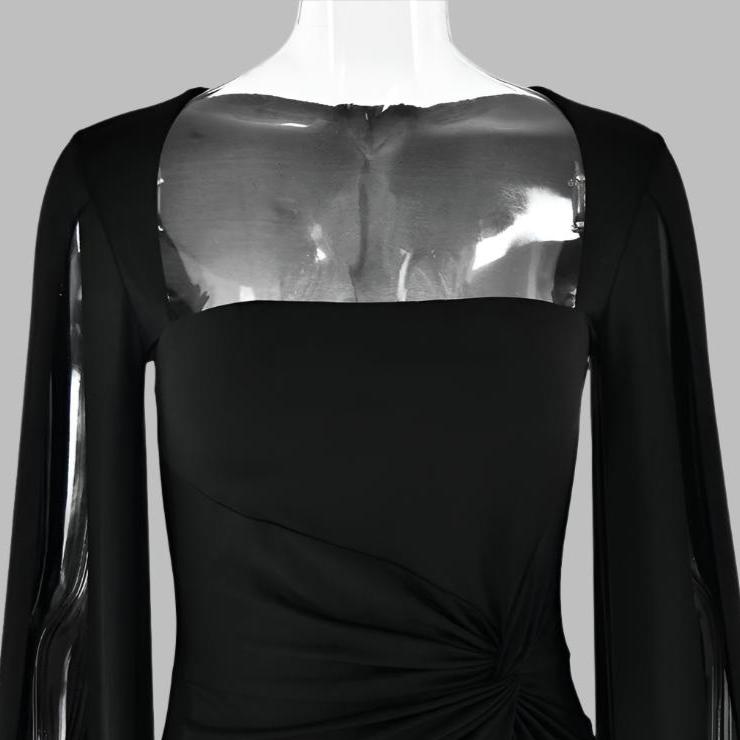 Patchwork Over Sleeve Milk Fiber Long Sleeves Maxi Dress