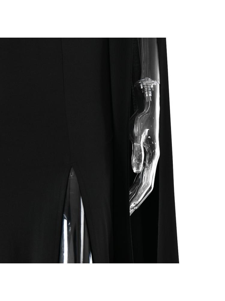 Patchwork Over Sleeve Milk Fiber Long Sleeves Maxi Dress