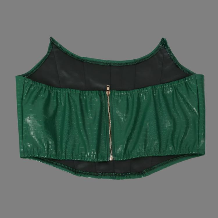 PU Snake Print Zipper Tube Pant Sets