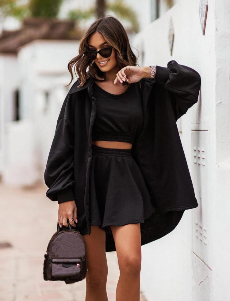 Pure Color Loose Plus Size Pant 3 Piece Sets
