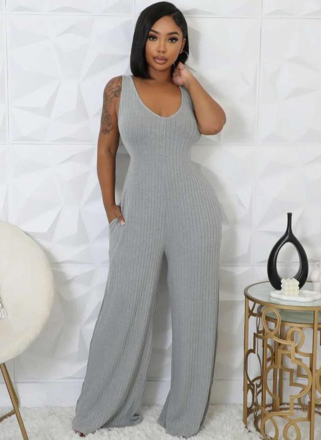 Rib Puff Sleeve Shrug V Neck Jumpsuit 2 Piece Sets