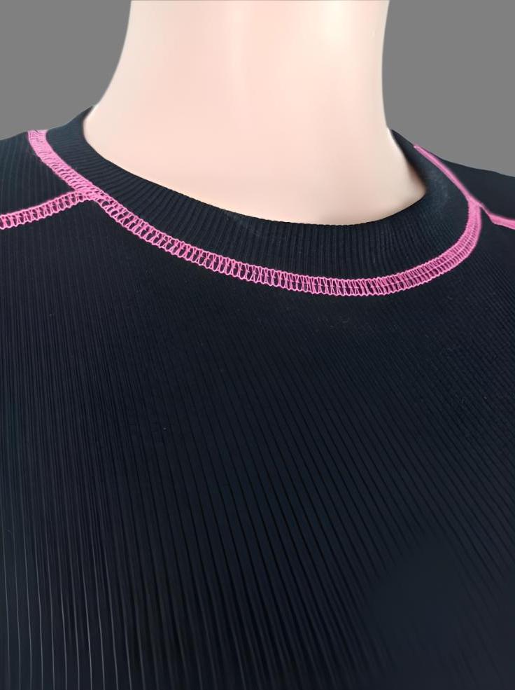Ribbed Colorblock Seam Line Cropped Short Sets