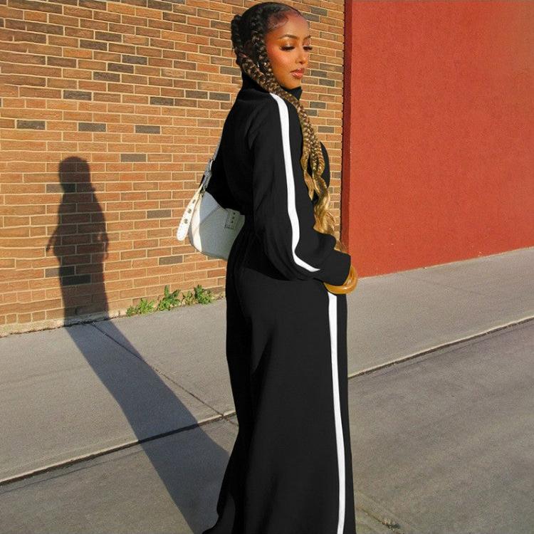 Patchwork Zipper Wide Leg Pant Sets
