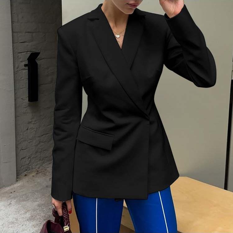 Solid Color Long Sleeve Backless Blazers