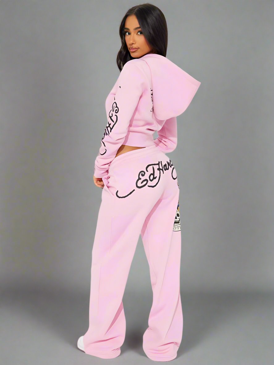 Skull Eagle Printed Hooded Sweatpants Set