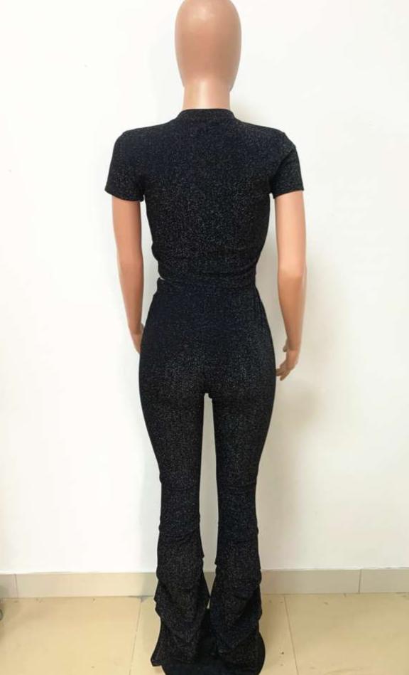 Ruched Crewneck Short Sleeve Pant Sets