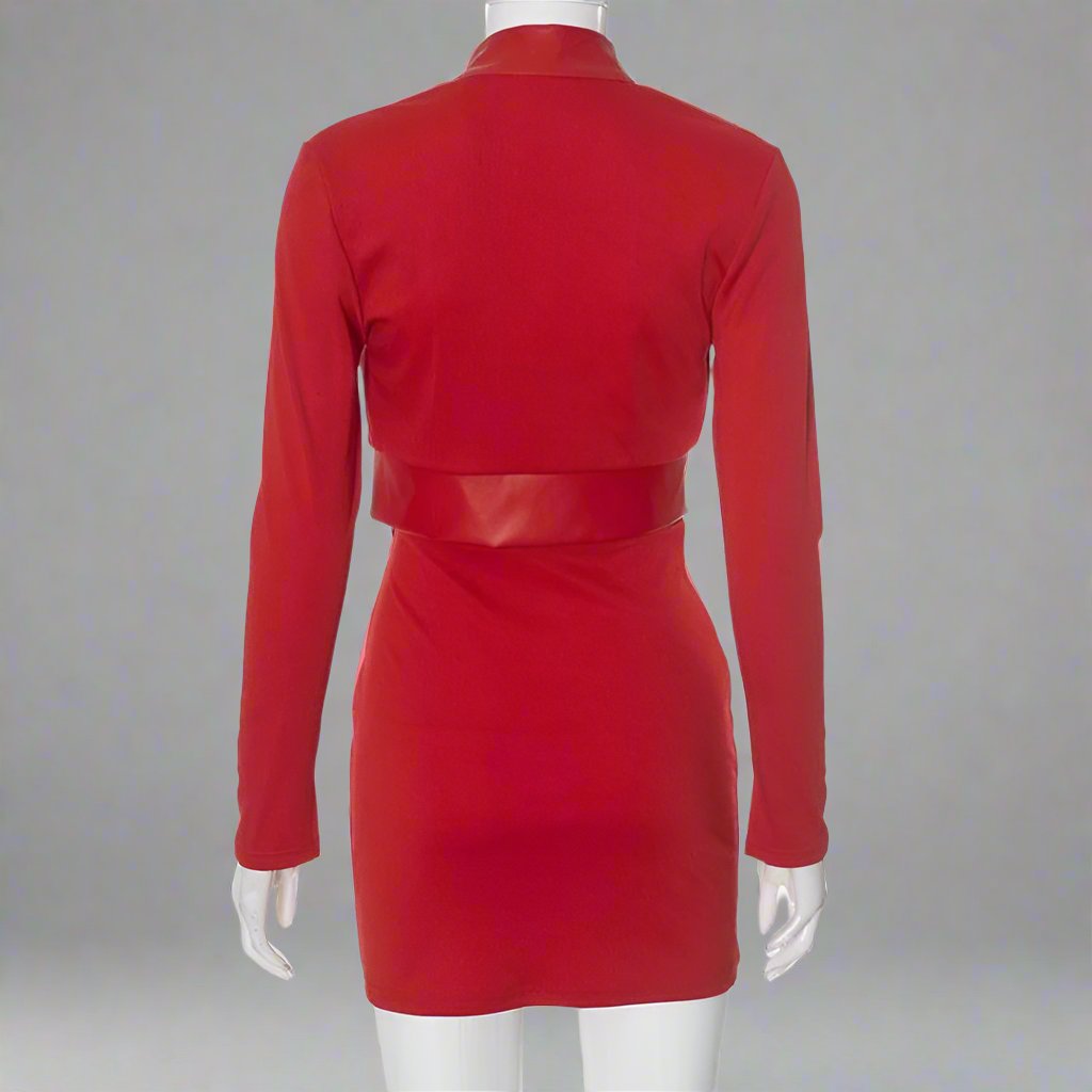 Cropped Peacoat Strapless Mini Dress Sets