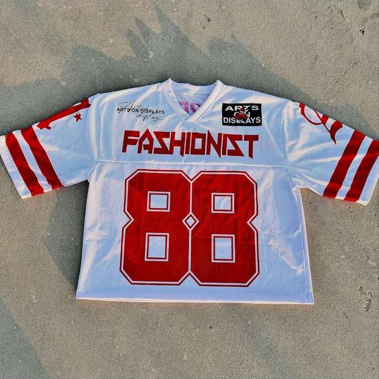 Number Print Loose V Neck Jersey