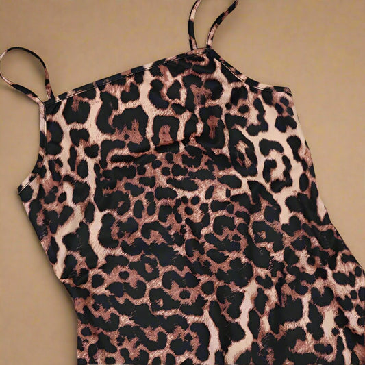 Leopard Fur Hem Split Long Sleeve 2pcs Dress Sets