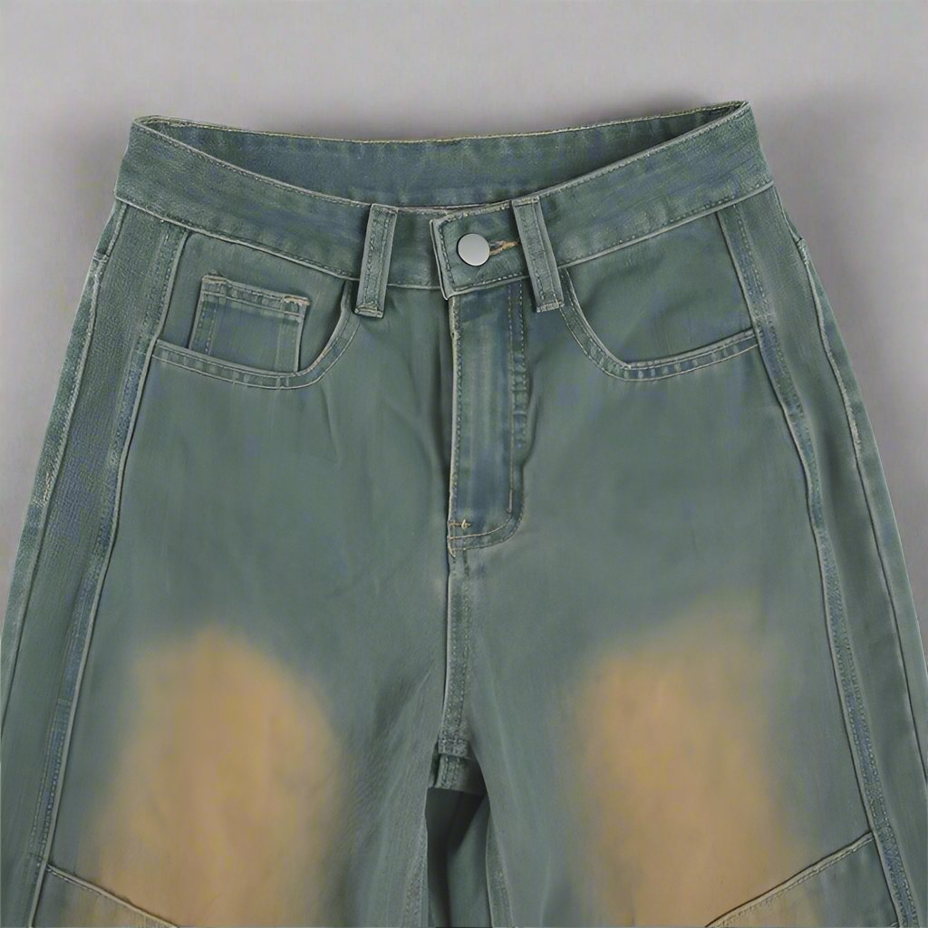 Vintage Distressed Denim Straight Jeans