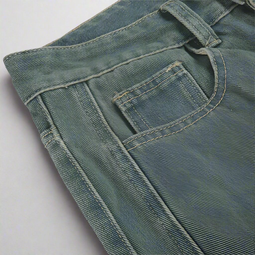 Vintage Distressed Denim Straight Jeans