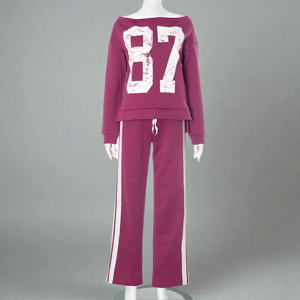 Split Hem Off Shoulder Line Pant Sets