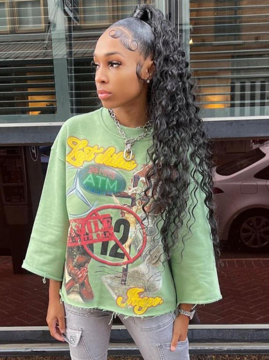 Graffiti Letter Printed Casual T-shirts