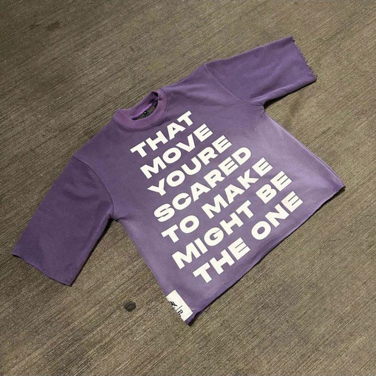 Gradient Letter Print Three-quarter Sleeve T-shirts
