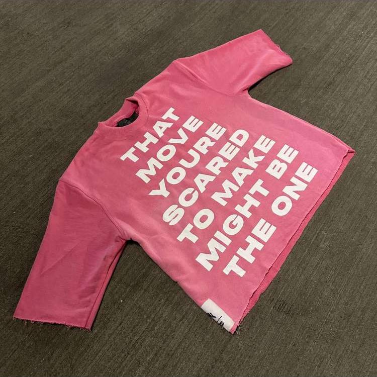Gradient Letter Print Three-quarter Sleeve T-shirts