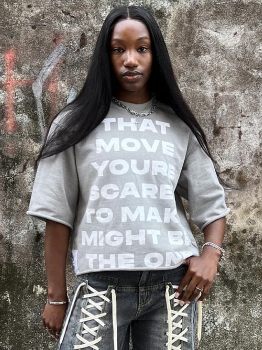 Gradient Letter Print Three-quarter Sleeve T-shirts