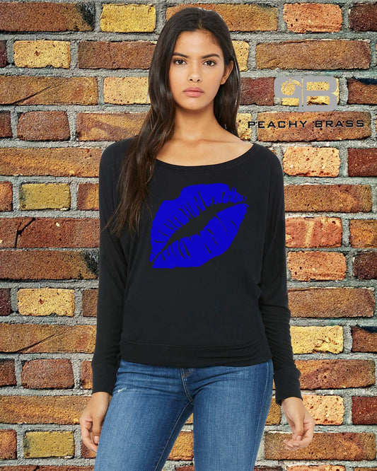 Women Off The Shoulder Lips Shirt.