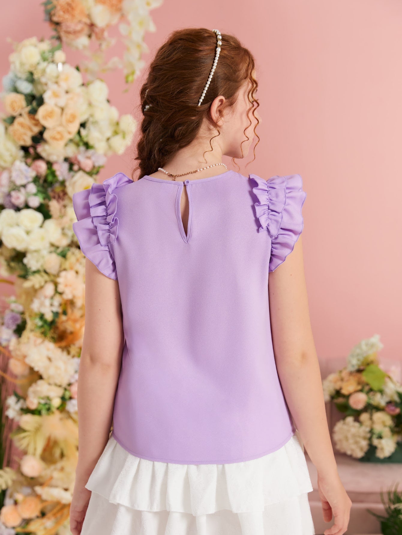Blusa con mangas con volantes