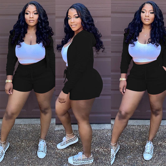 Casual Solid Three Piece Set