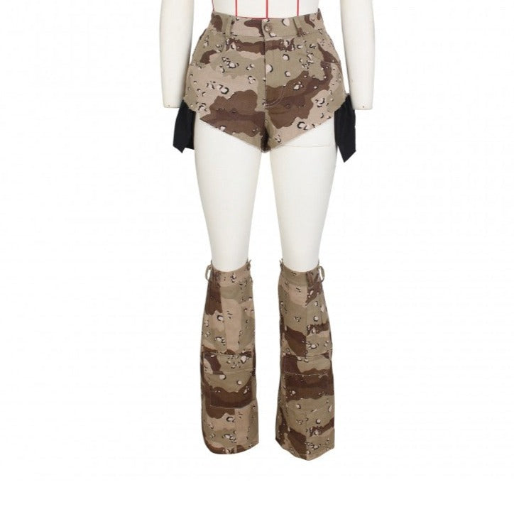 Camouflage Shorts With Matching Leg Sleeves.