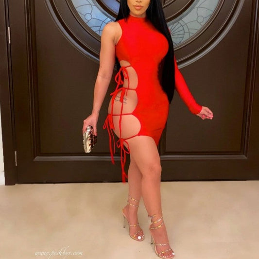 Vestido mini ajustado con escote en V y un solo hombro