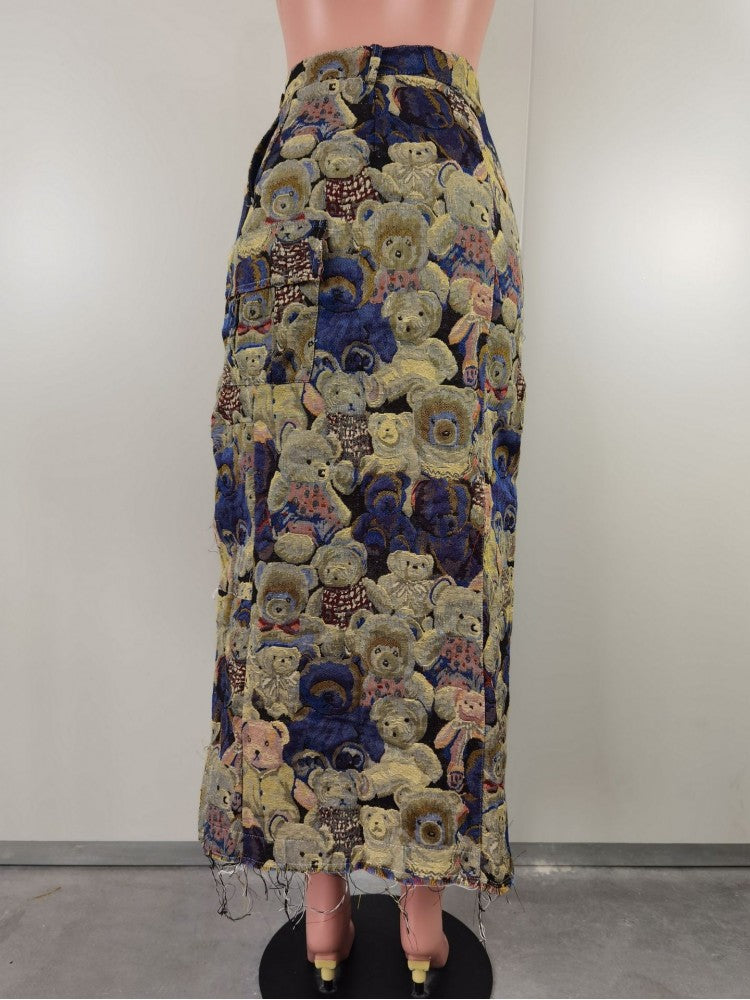 Falda con abertura en jacquard