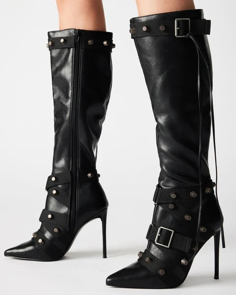 Rivet Belt Buckle Boots