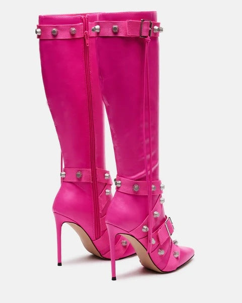 Rivet Belt Buckle Boots