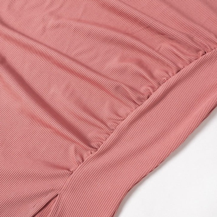 Ensemble pantalon à col roulé froncé et ourlet fendu