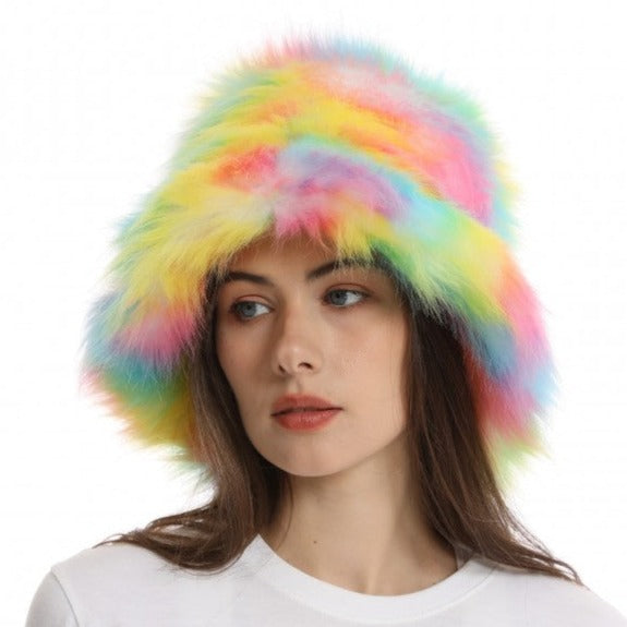 Colorblock Faux Fur Hat