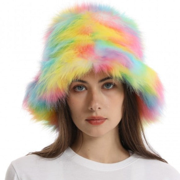 Colorblock Faux Fur Hat