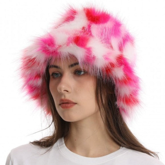 Colorblock Faux Fur Hat