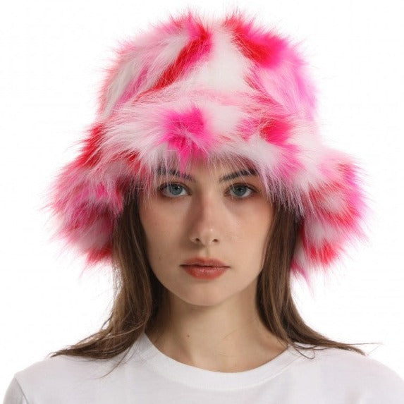 Colorblock Faux Fur Hat