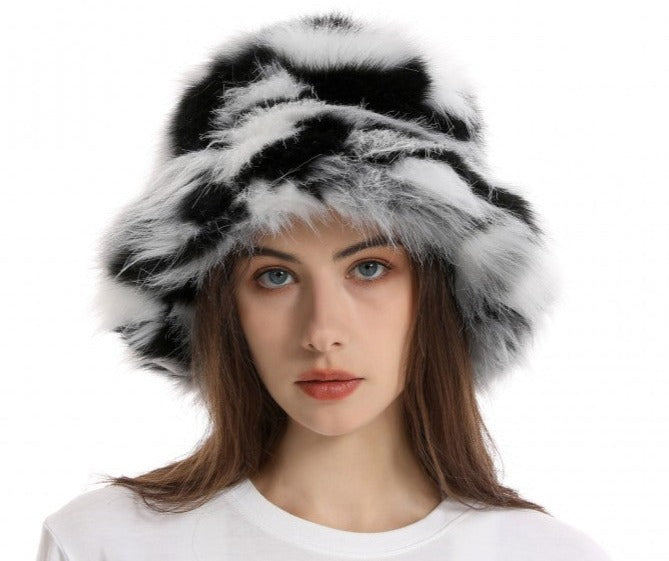 Colorblock Faux Fur Hat