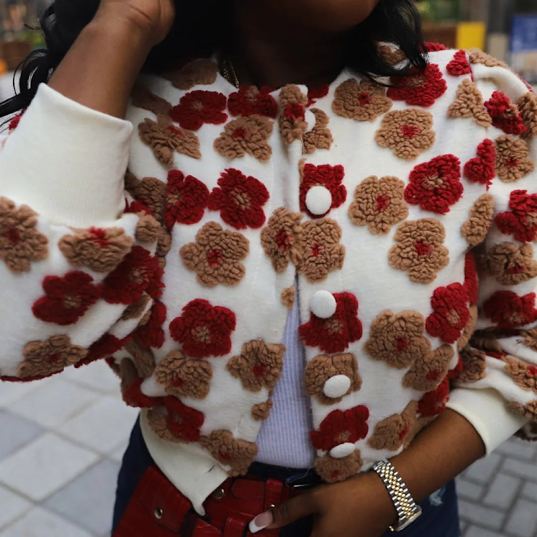 Chaqueta de jacquard con flores