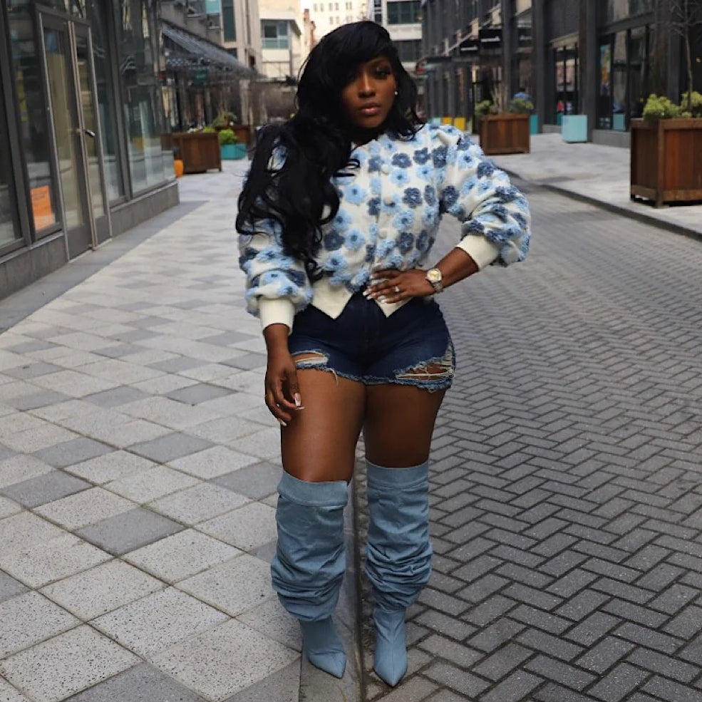 Chaqueta de jacquard con flores