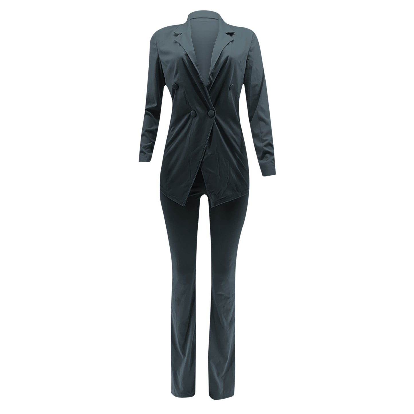 Buckle V-Neck Blazers Suit
